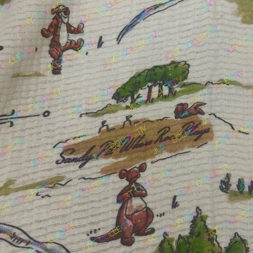 Disneyland Winnie the Pooh Hundred Acre Wood Map Cream Cotton Throw Blanket